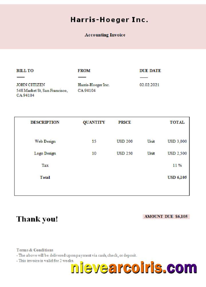 USA Harris-Hoeger Inc. invoice